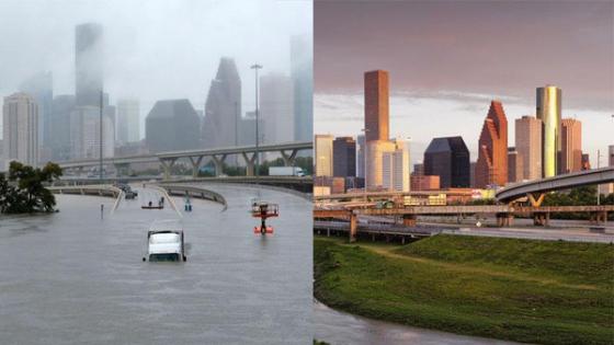 بالصور.. تكساس قبل وبعد إعصار هارفي المدمر