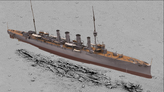 نموذج حجمي لسفينة غرقت في الحرب العالمية الأولى