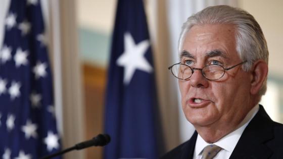 Secretary of State Rex Tillerson speaks about Qatar at the State Department in Washington, Friday June 9, 2017. Tillerson is calling on Saudi Arabia, Egypt, the United Arab Emirates and Bahrain to immediately ease their blockade on Qatar. (AP Photo/Jacquelyn Martin)
