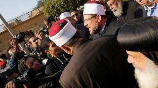 Mohamed Mokhtar Gomaa, the minister of Awqaf (Religious Affairs) Ministry speaks to media in front of Cairo’s Coptic Cathedral after an explosion inside the cathedral in Cairo, Egypt December 11, 2016. REUTERS/Amr Abdallah Dalsh